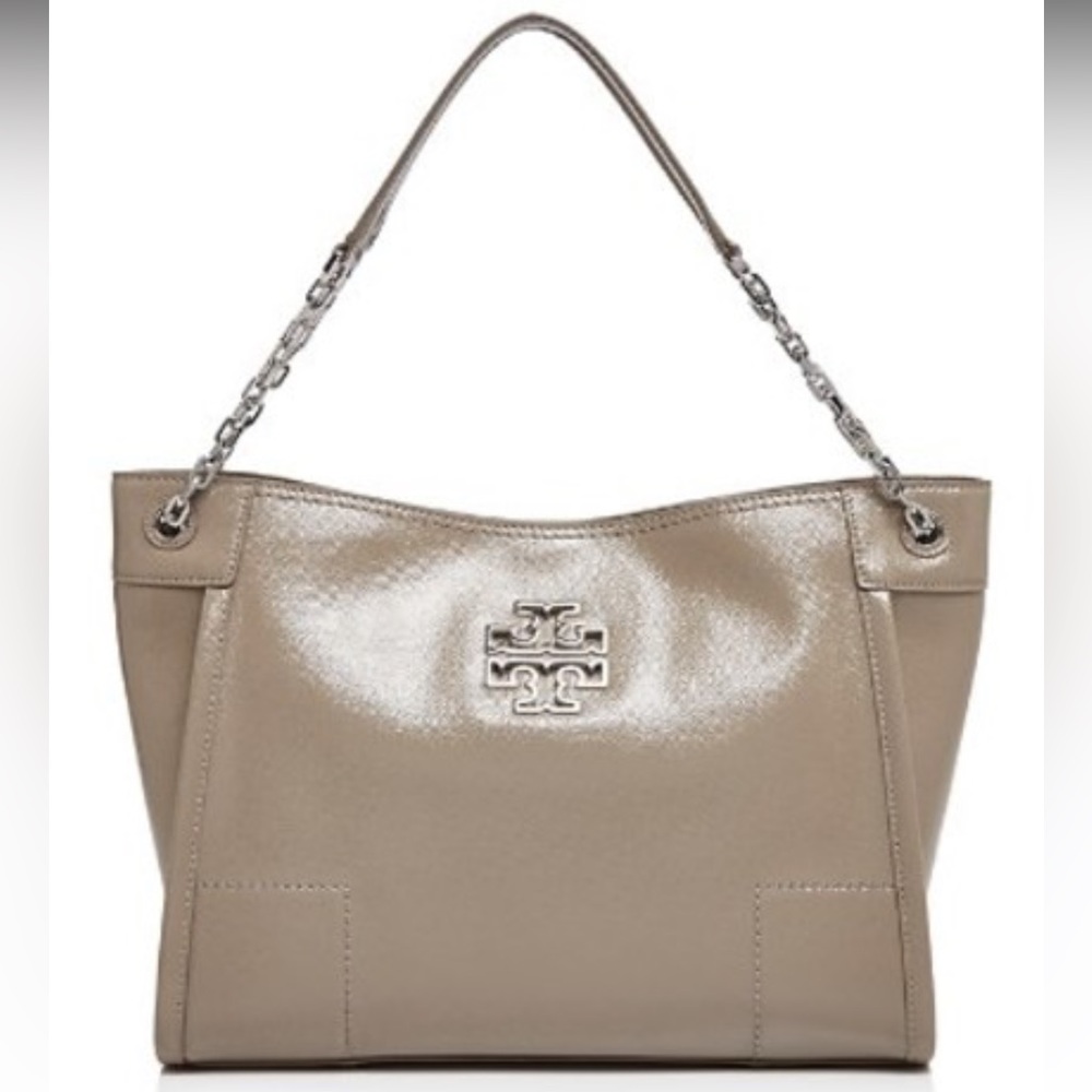 Tory Burch Taupe Leather Tote Shoulder Bag